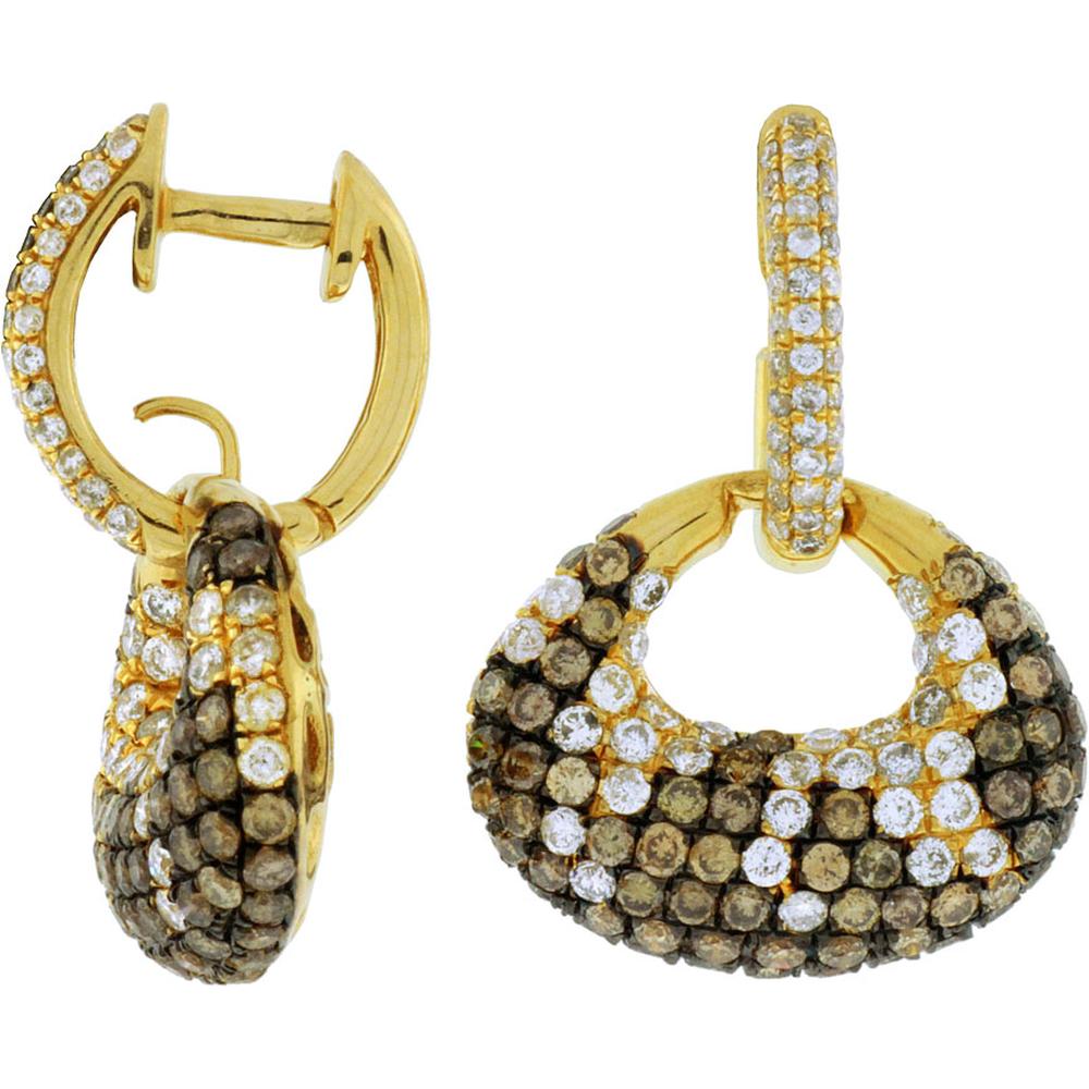 Royal 14K Yellow Gold Diamond & Mocha Diamond Earrings - 1.25 Carat Total Diamond Weight