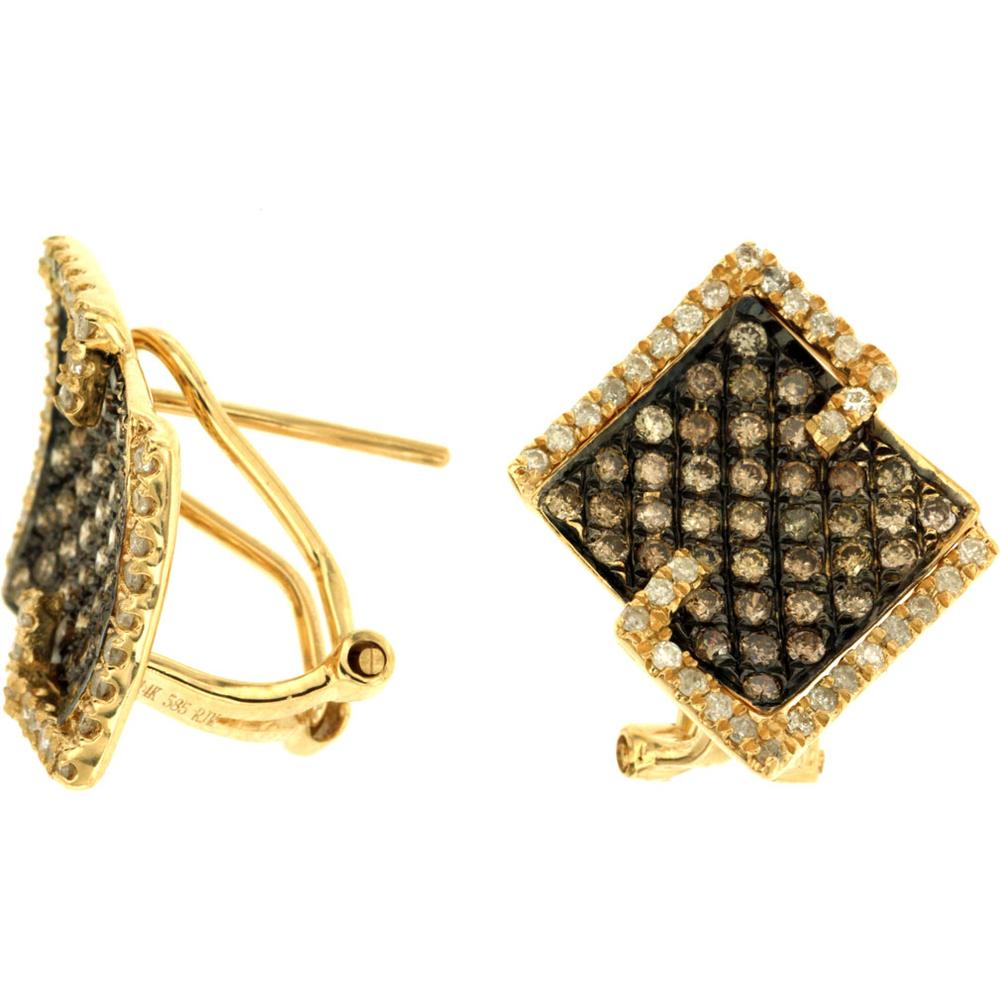 Royal 14K Yellow Gold Diamond & Mocha Diamond Earrings - 1.3 Carat Total Diamond Weight