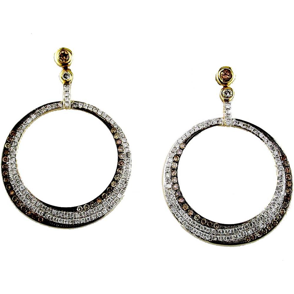 Royal 14K Yellow Gold Diamond & Mocha Diamond Earrings - 1.65 Carat Total Diamond Weight