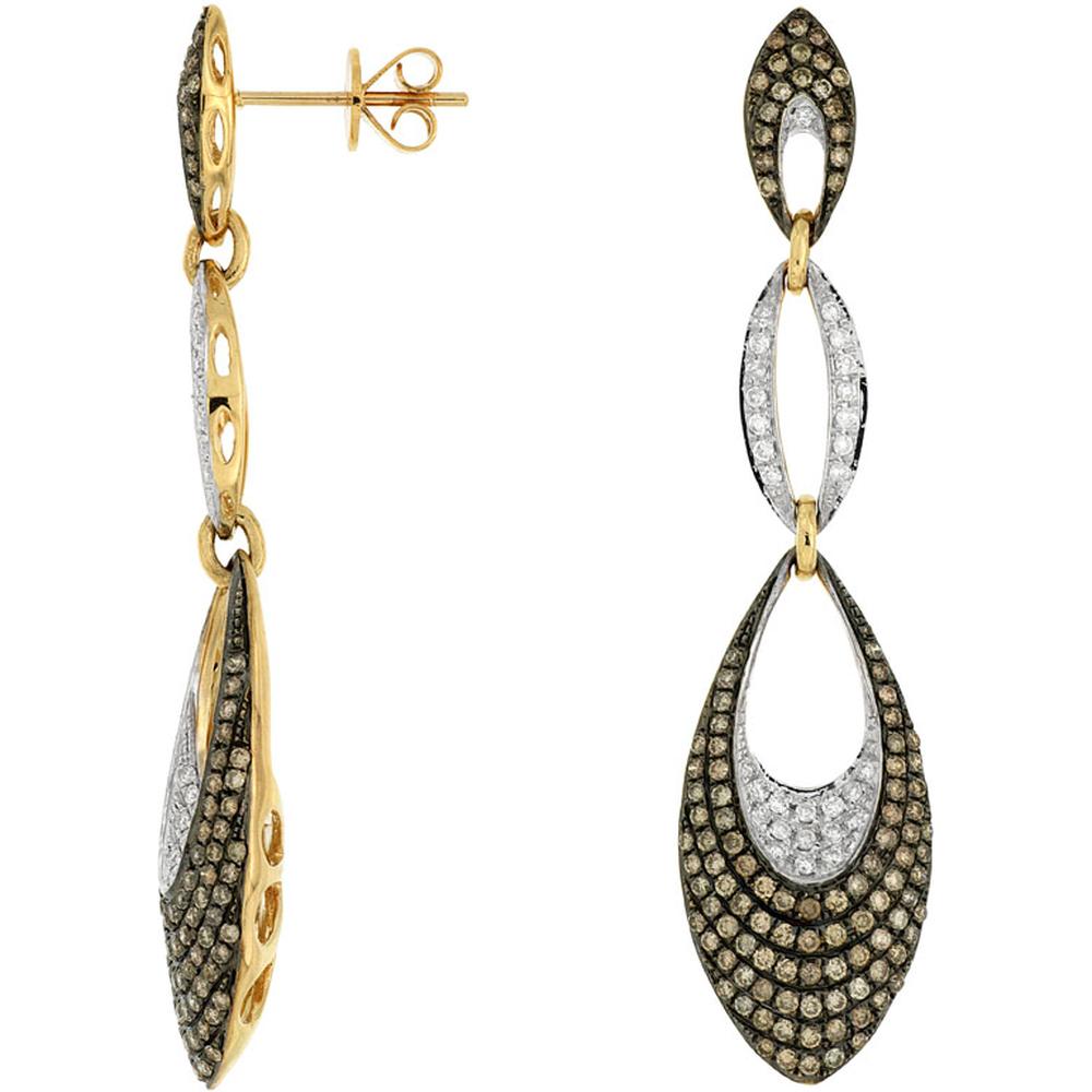Royal 14K Yellow Gold Diamond & Mocha Diamond Earrings - 2.00 Carat Total Diamond Weight