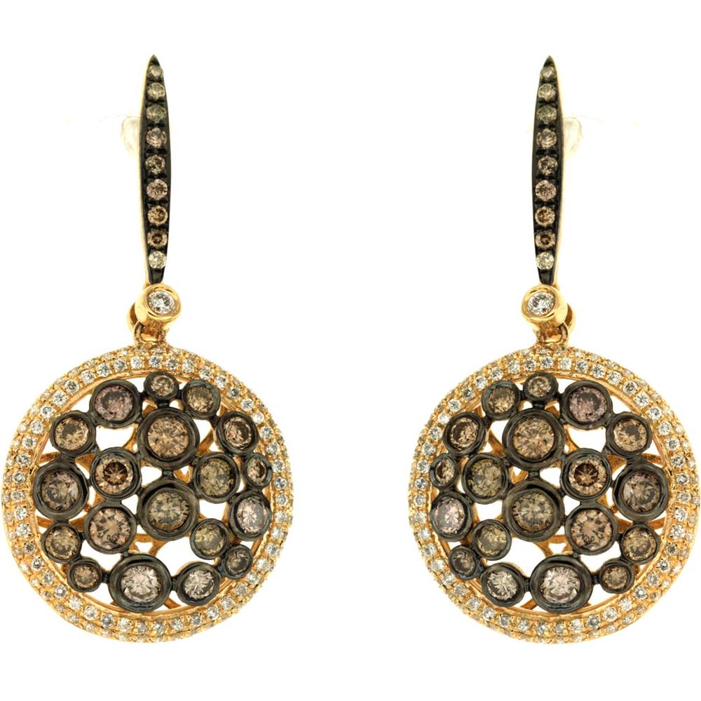 Royal 14K Yellow Gold Diamond & Mocha Diamond Earrings - 2.55 Carat Total Diamond Weight