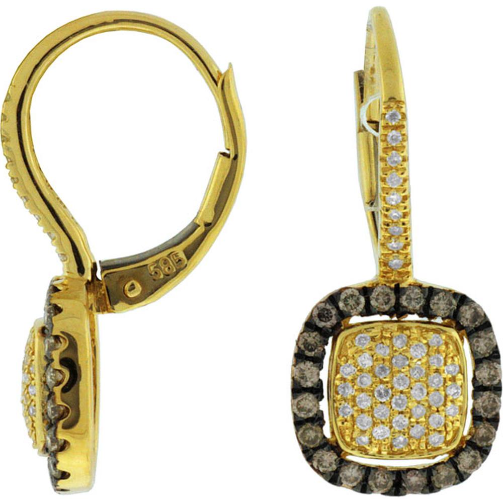 Royal 14K Yellow Gold Diamond & Mocha Diamond Earrings - Captivating Sparkle