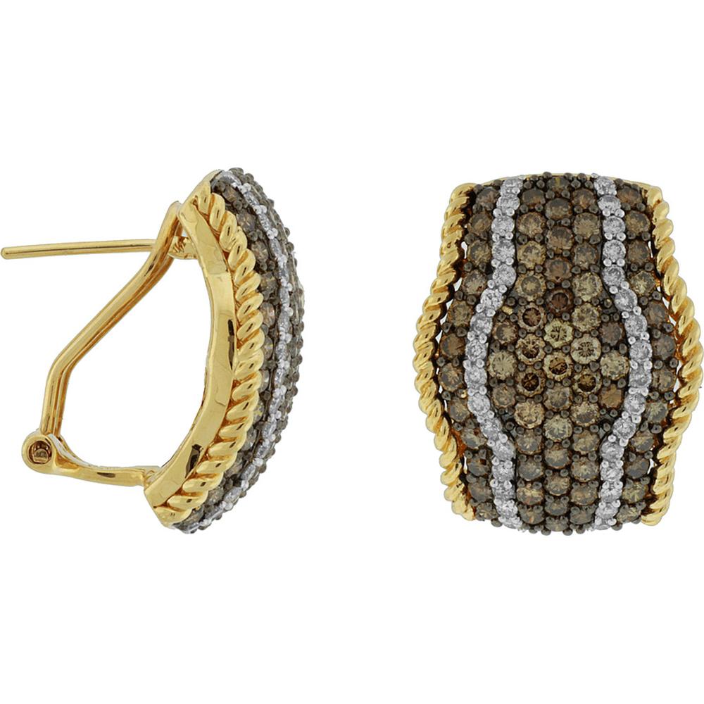 Royal 14K Yellow Gold Diamond & Mocha Diamond Earrings - Luxurious Sparkle and Elegance