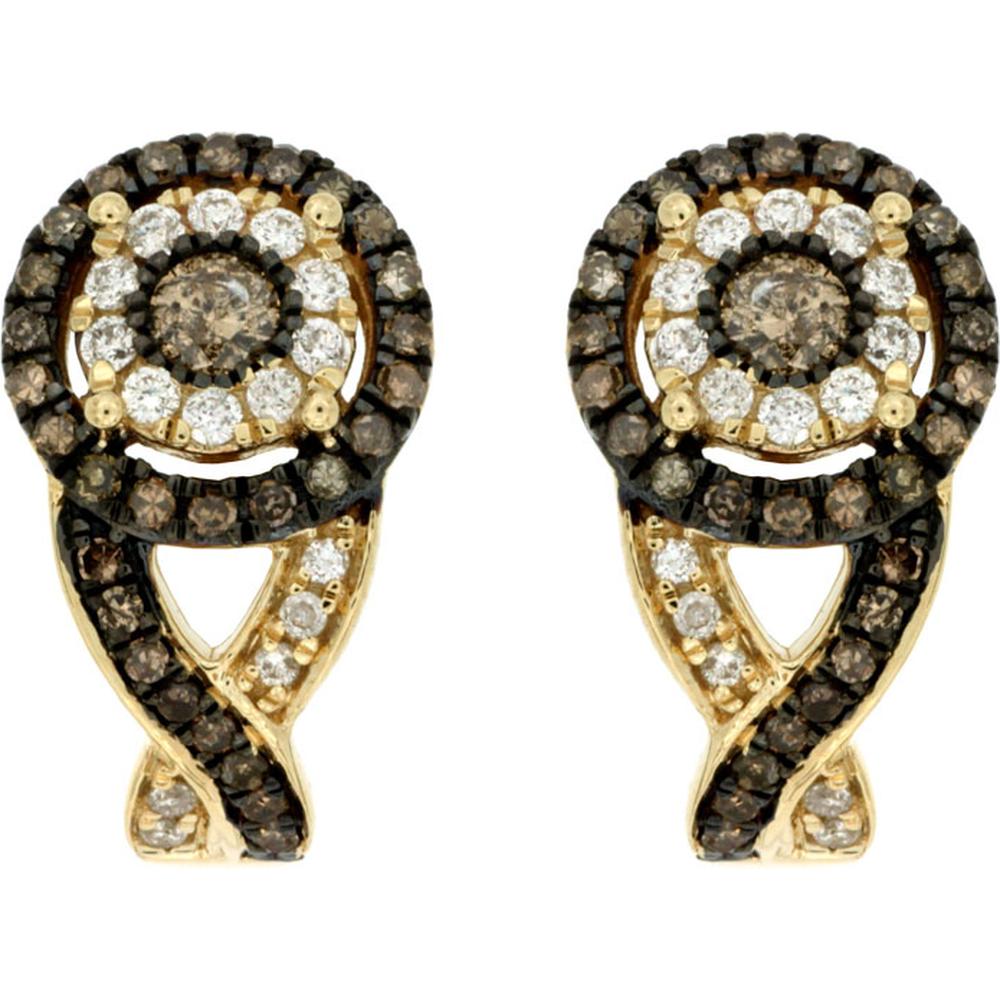 Royal 14K Yellow Gold Diamond & Mocha Diamond Earrings - Timeless Beauty & Elegance