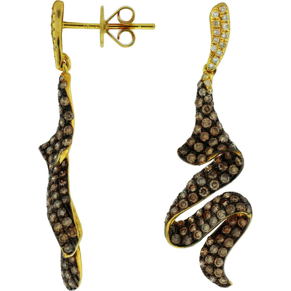 Royal 14K Yellow Gold Diamond & Mocha Diamond Earrings - Timeless Elegance