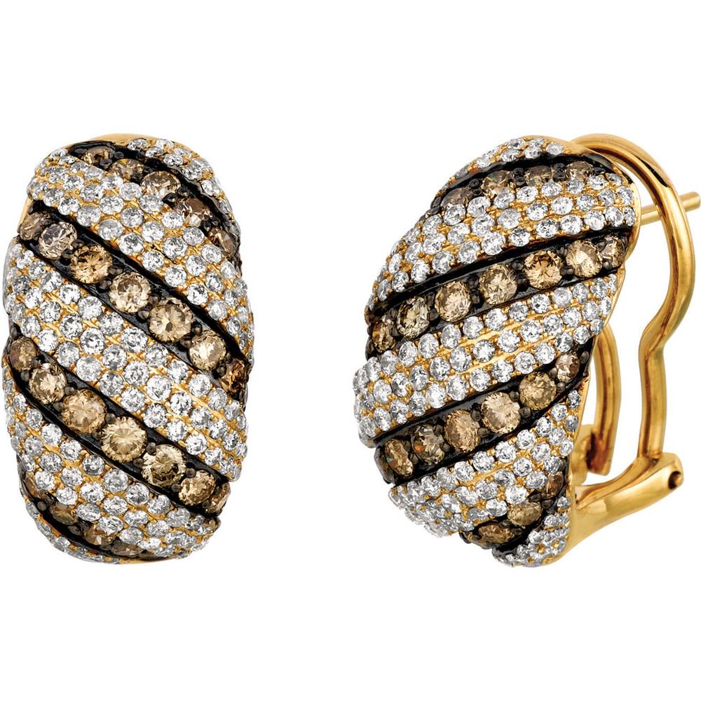 Royal 14K Yellow Gold Diamond & Mocha Diamond Earrings - Timeless Elegance
