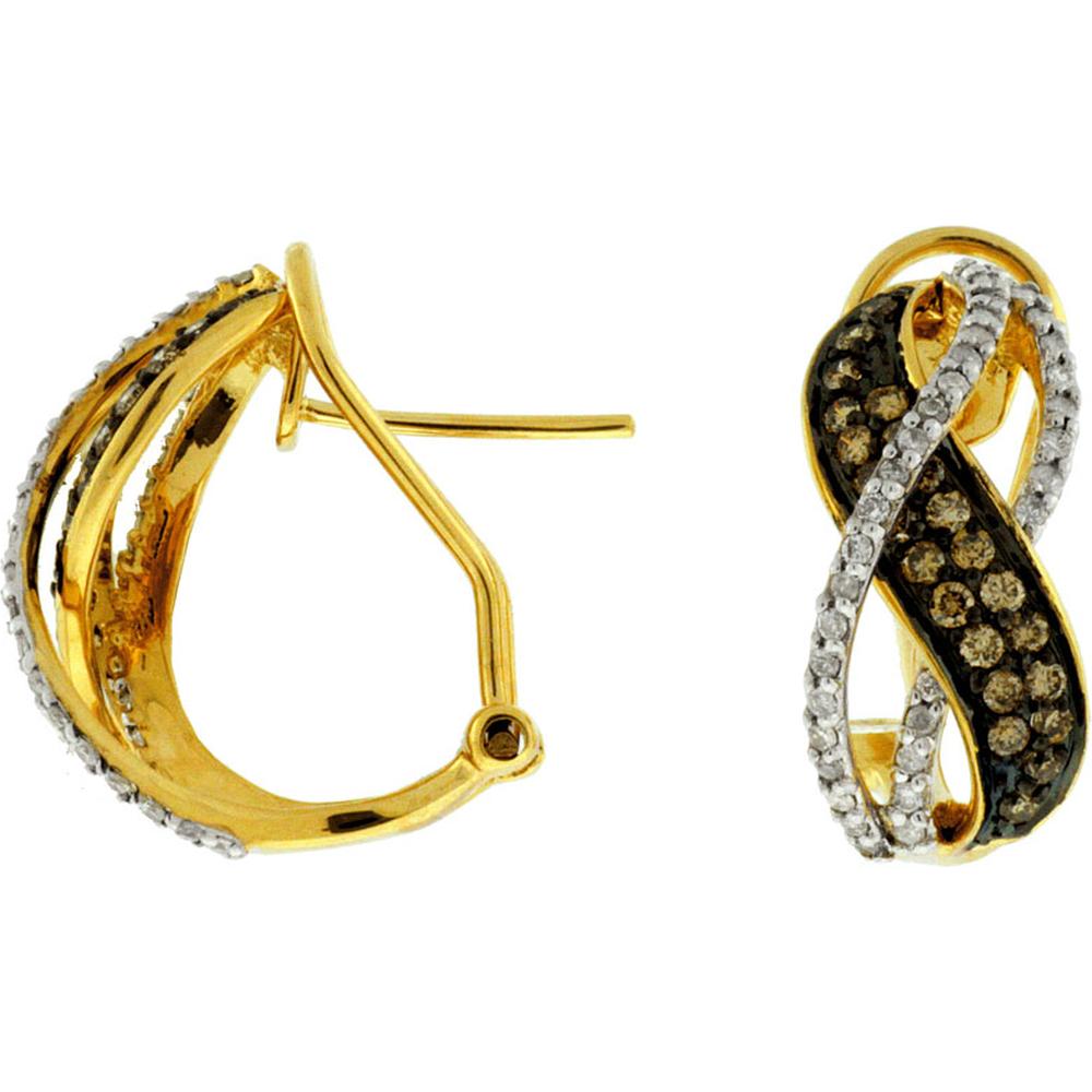 Royal 14K Yellow Gold Diamond & Mocha Diamond Halo Earrings - Timeless Elegance