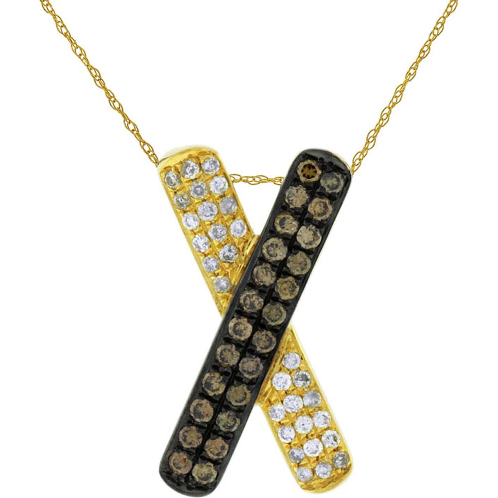 Royal 14K Yellow Gold Diamond & Mocha Diamond Halo Pendant - 0.12 Carat Total Diamond Weight