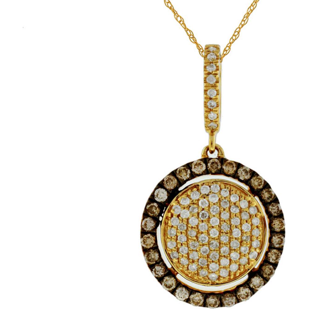 Royal 14K Yellow Gold Diamond & Mocha Diamond Halo Pendant - 0.15 Carat Total Diamond Weight