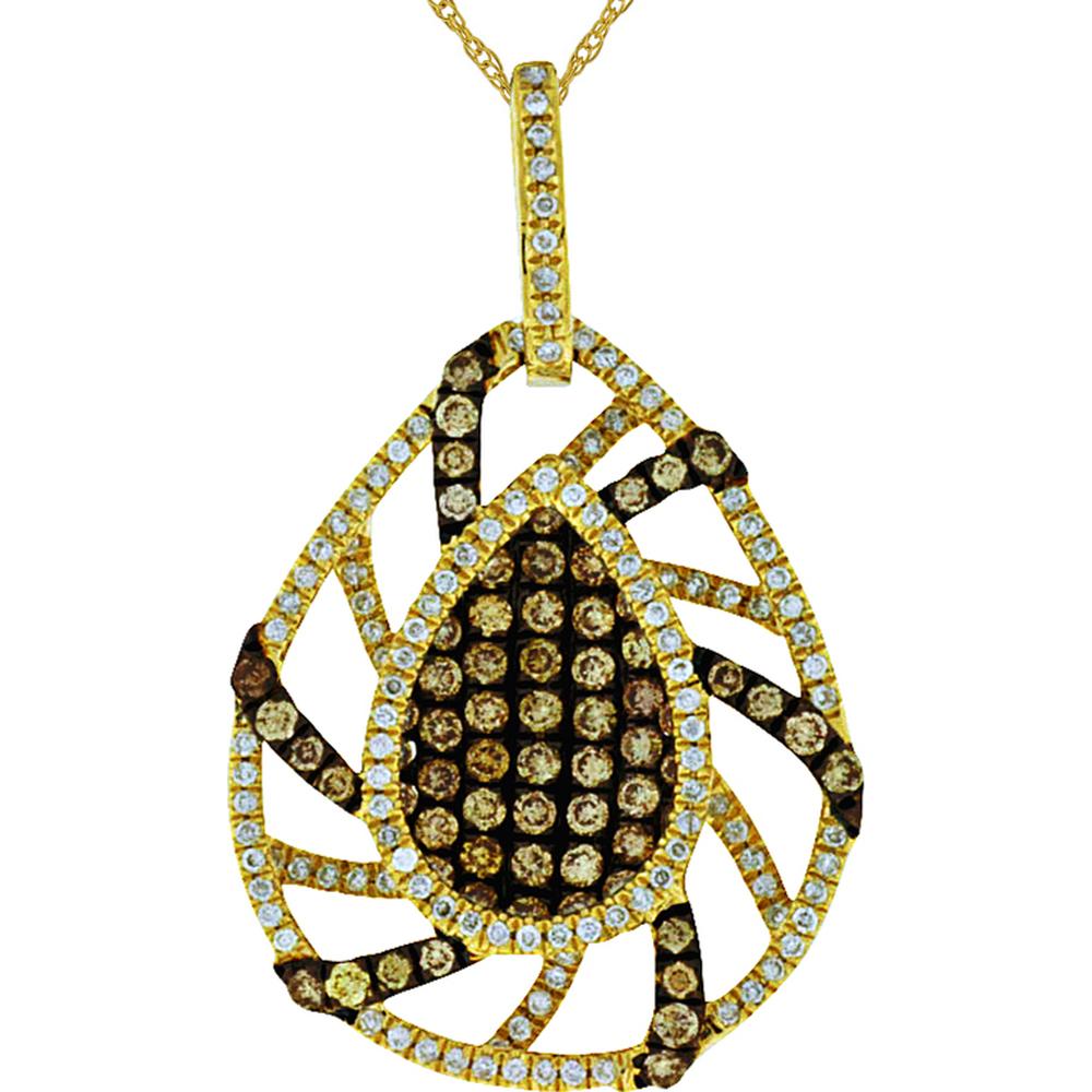 Royal 14K Yellow Gold Diamond & Mocha Diamond Halo Pendant