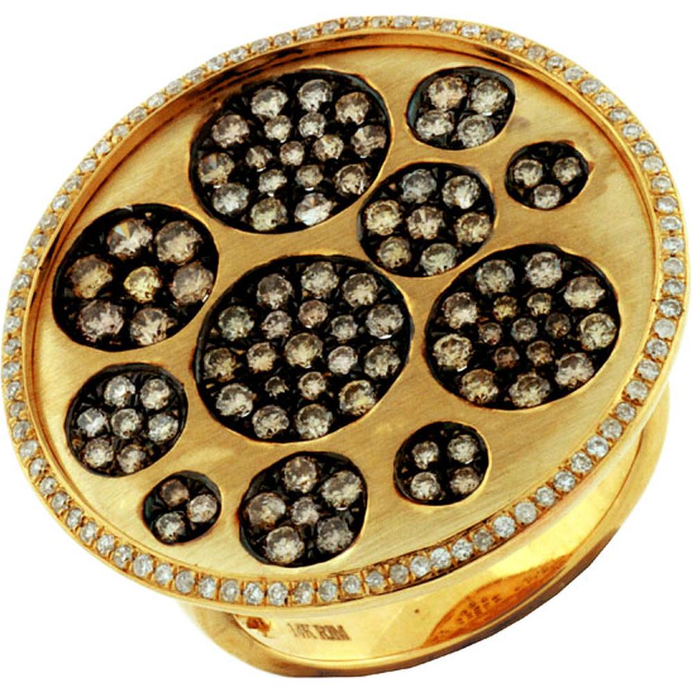 Royal 14K Yellow Gold Diamond & Mocha Diamond Halo Ring - 1.45 Carat Total Diamond Weight