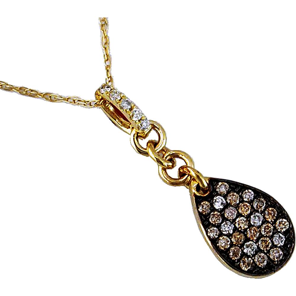 Royal 14K Yellow Gold Diamond & Mocha Diamond Pendant - 0.10 Carat Total Diamond Weight - 0.20 Carat Total Mocha Diamond Weight