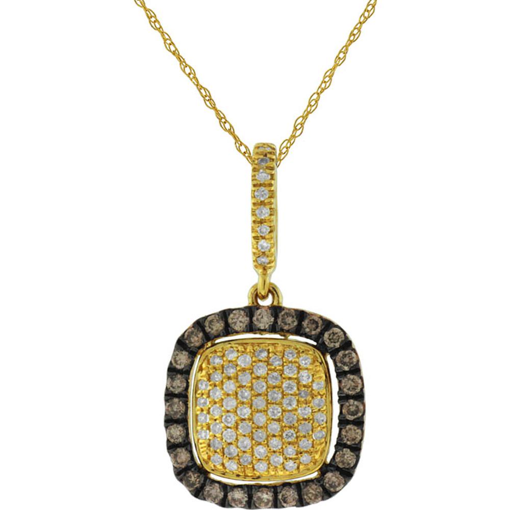 Royal 14K Yellow Gold Diamond and Mocha Diamond Pendant - 0.15 Carat Total Diamond Weight