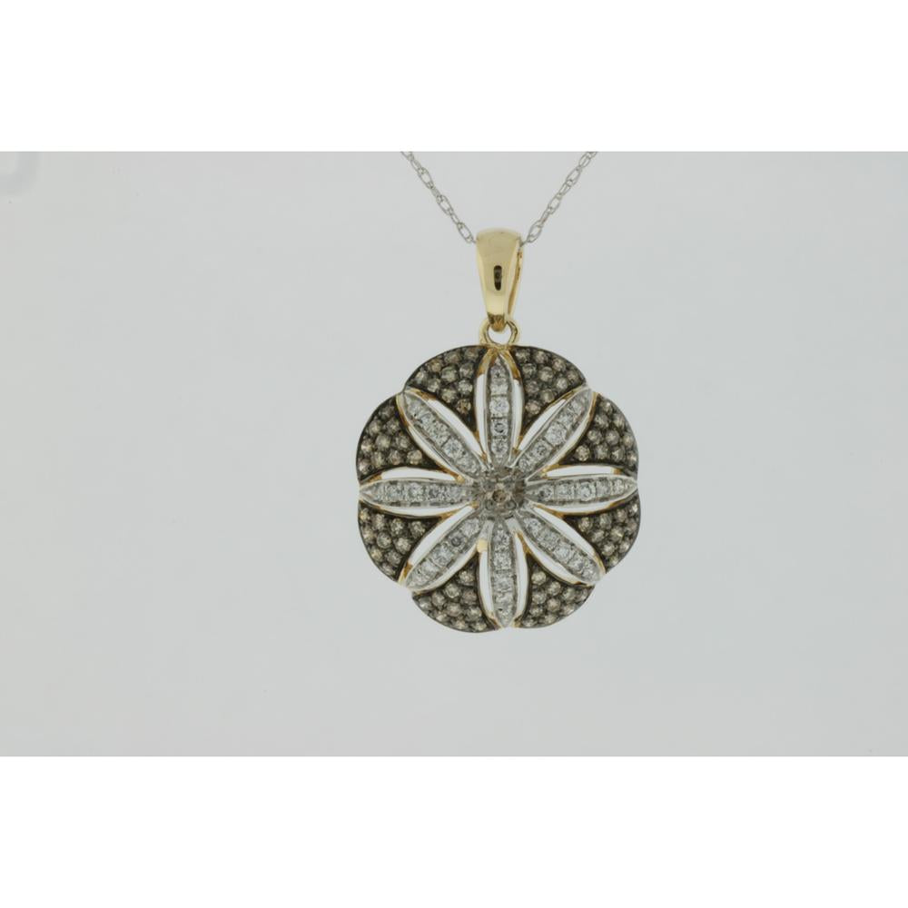 Royal 14K Yellow Gold Diamond & Mocha Diamond Pendant - 0.30 Carat Total Diamond Weight