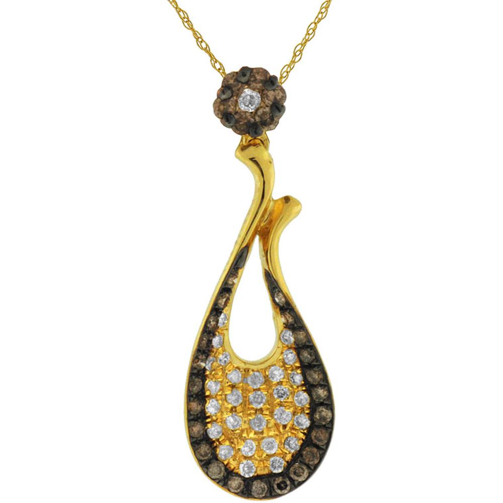 Royal 14K Yellow Gold Diamond & Mocha Diamond Pendant - 0.31 Carat Total Diamond Weight