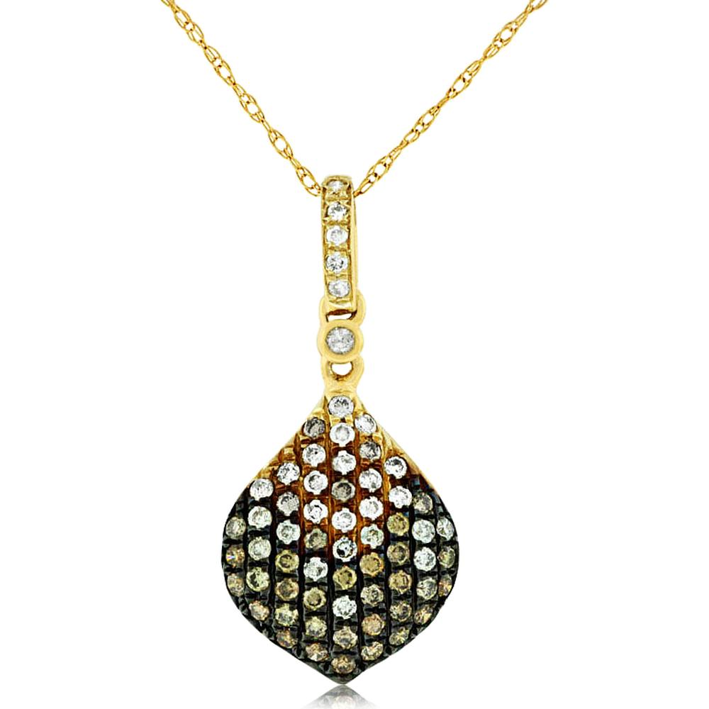 Royal 14K Yellow Gold Diamond & Mocha Diamond Pendant - 0.43 Carat Total Diamond Weight