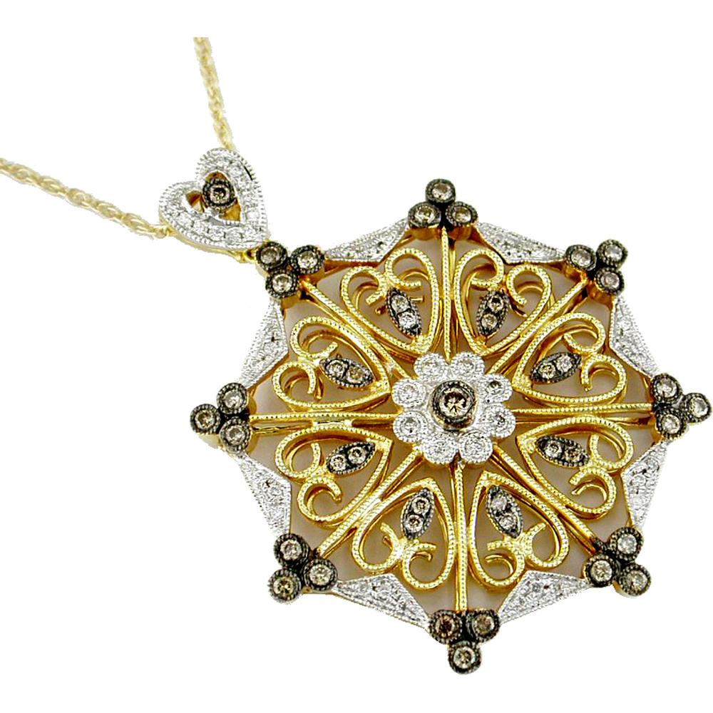 Royal 14K Yellow Gold Diamond & Mocha Diamond Pendant - 1.08 Carat Total Diamond Weight