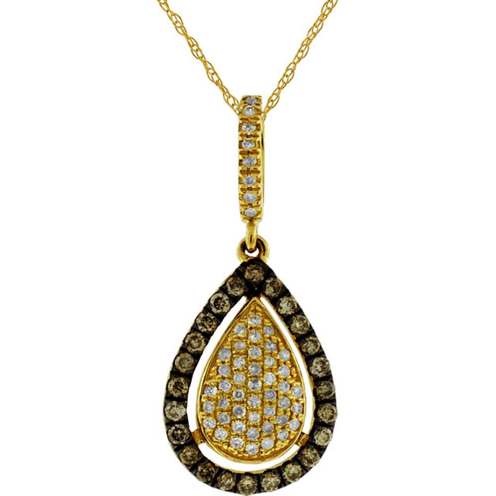 Royal 14K Yellow Gold Diamond & Mocha Diamond Pendant - Exquisite Elegance
