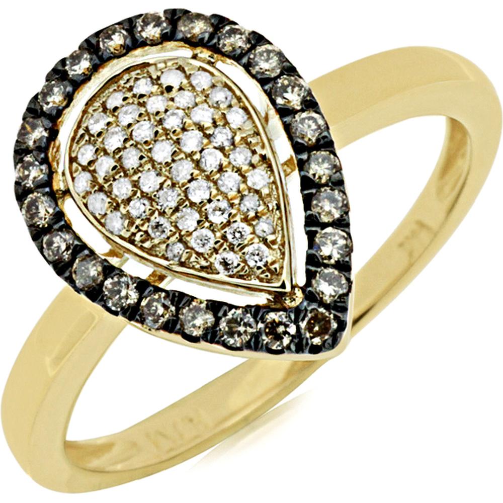 Royal 14K Yellow Gold Diamond & Mocha Diamond Ring - 0.10 Carat Main Stone - 0.20 Carat Additional Stones