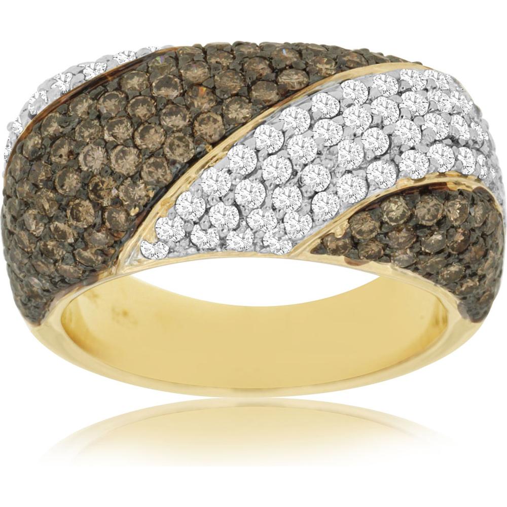 Royal 14K Yellow Gold Diamond & Mocha Diamond Ring - 1.00 Carat Main Stone - 1.35 Carat Mocha Diamond - Classic Design