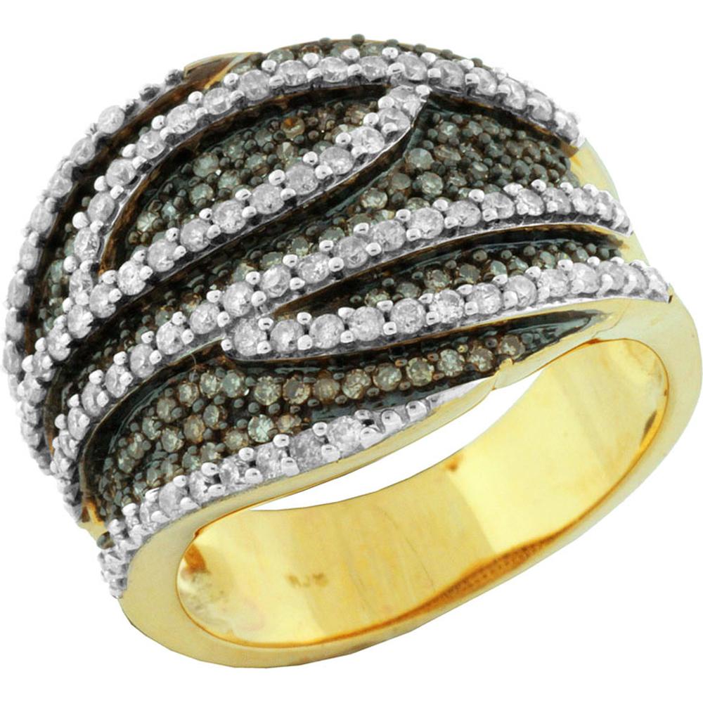 Royal 14K Yellow Gold Diamond & Mocha Diamond Ring - 1.15 Carat Total Diamond Weight