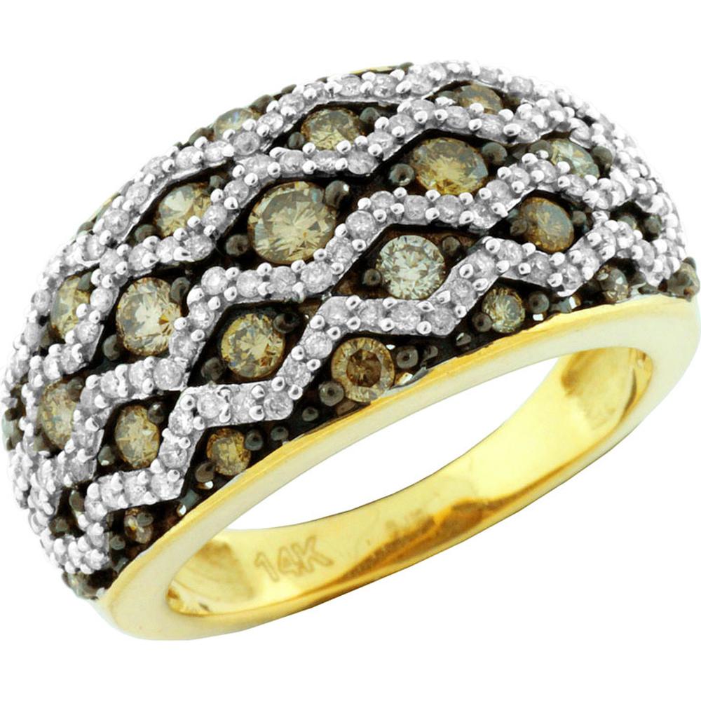 Royal 14K Yellow Gold Diamond & Mocha Diamond Ring - 1.23 Carat Total Diamond Weight
