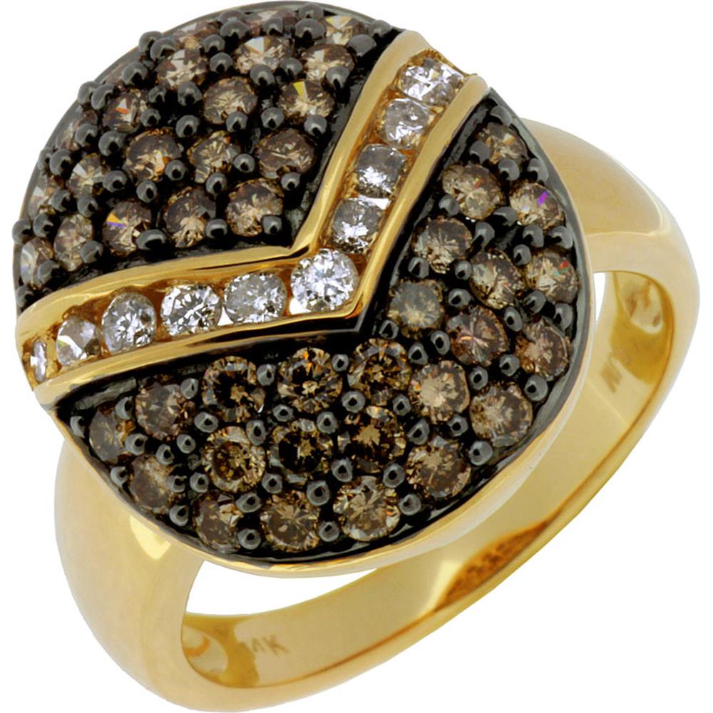 Royal 14K Yellow Gold Diamond & Mocha Diamond Ring - 1.42 Carat Total Diamond Weight