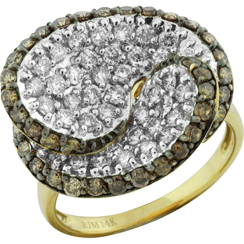 Royal 14K Yellow Gold Diamond & Mocha Diamond Ring - 1.80 Carat Total Diamond Weight