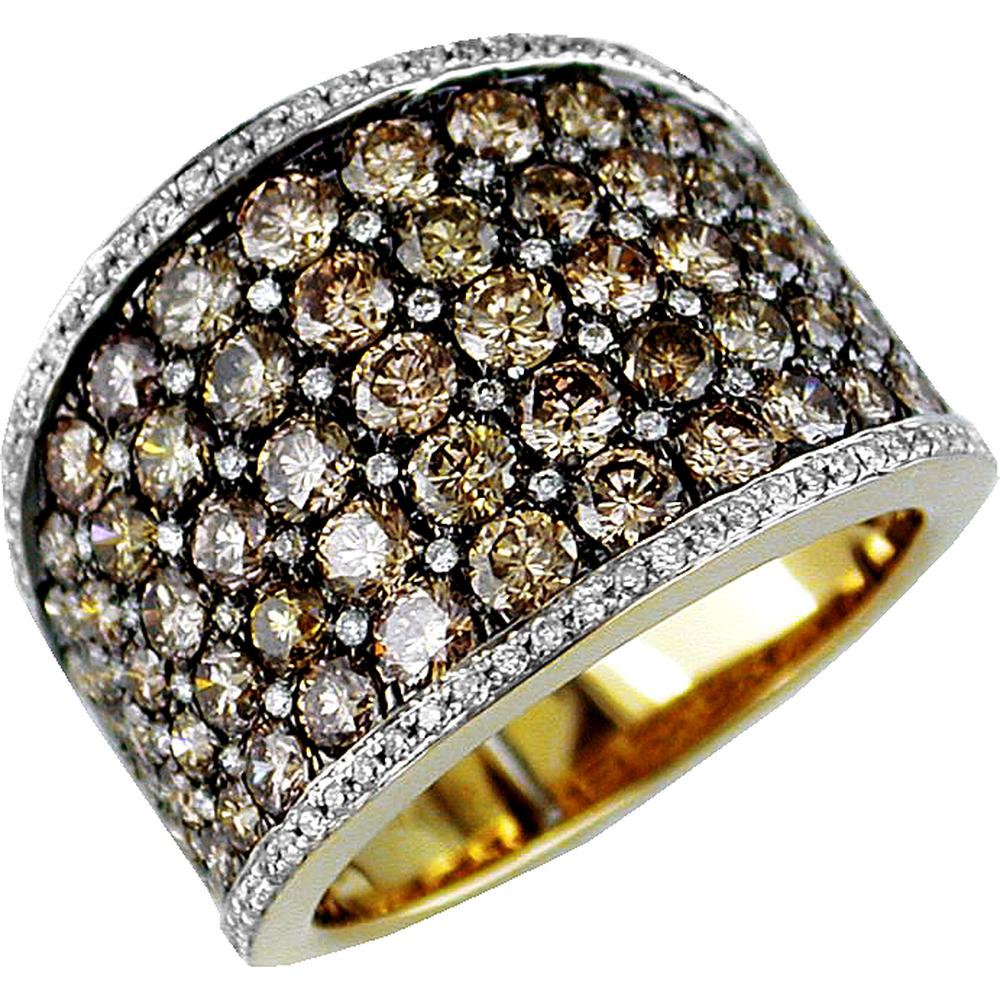 Royal 14K Yellow Gold Diamond & Mocha Diamond Ring - 3.52 Carat Total Gem Weight
