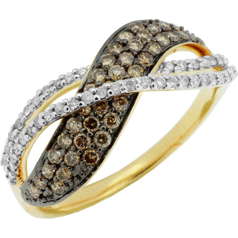 Royal 14K Yellow Gold Diamond & Mocha Diamond Ring - Exquisite Elegance