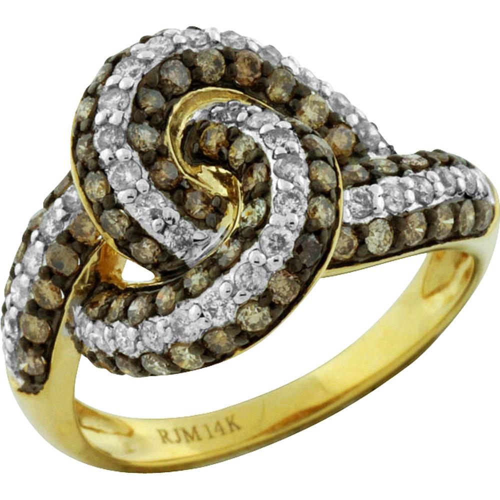 Royal 14K Yellow Gold Diamond & Mocha Diamond Ring - Timeless Elegance & Unique Sophistication