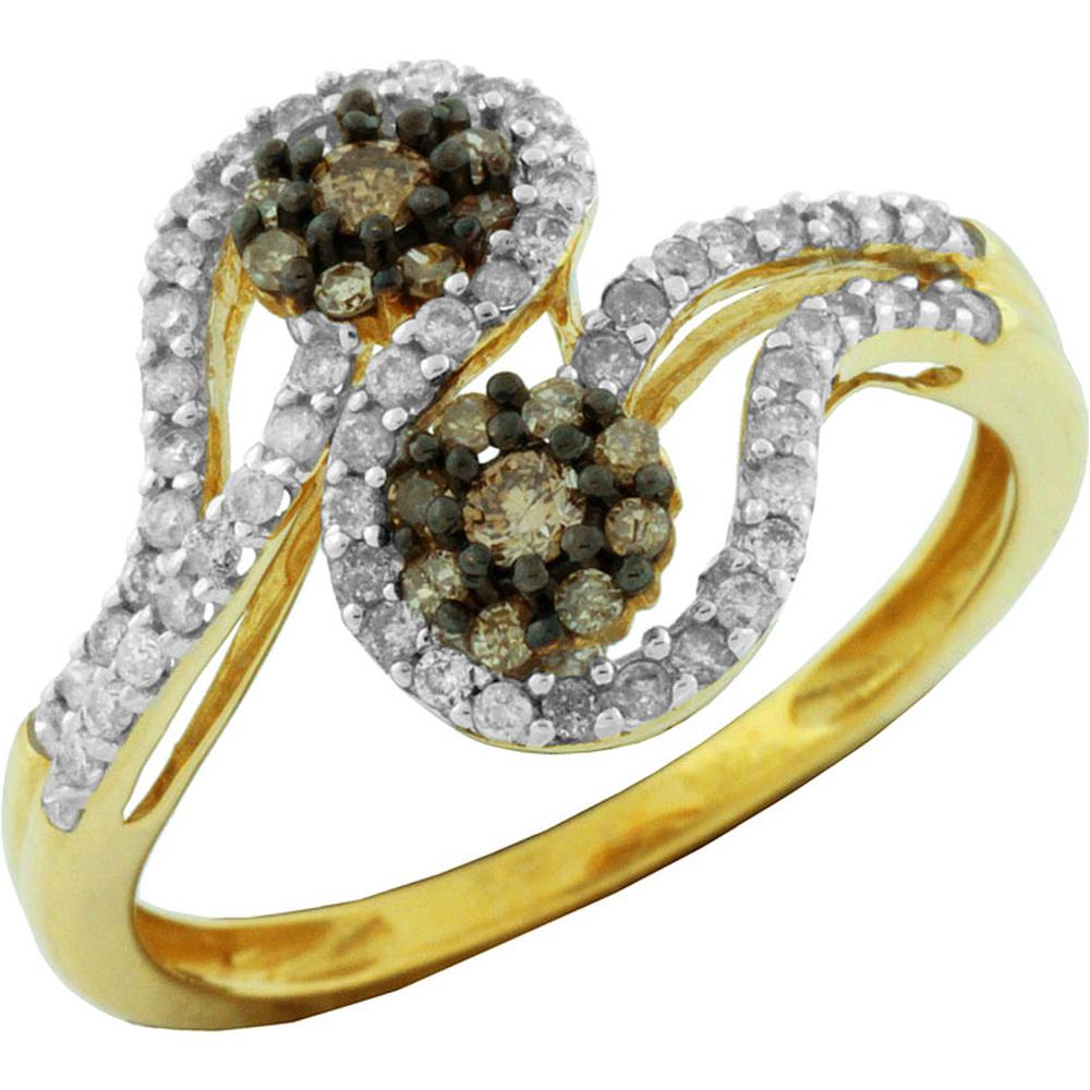 Royal 14K Yellow Gold Diamond & Mocha Diamond Ring - Timeless Elegance