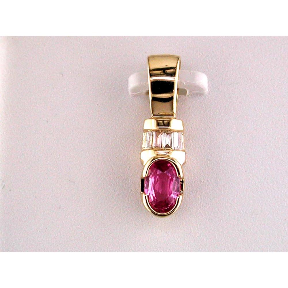 Royal 14K Yellow Gold Diamond & Pink Sapphire Pendant - Captivating Beauty