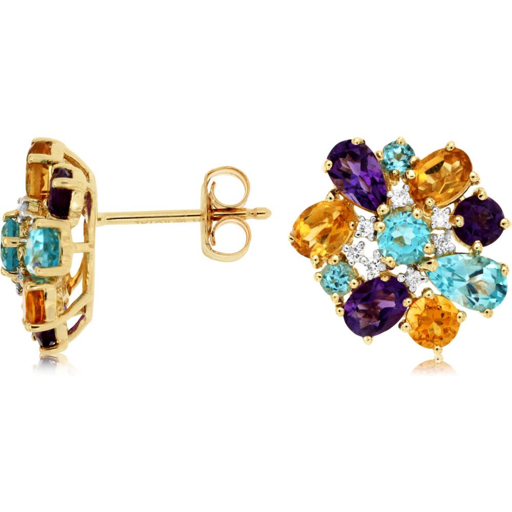 Royal 14K Yellow Gold Diamond & Semi-Precious Earrings - 2.70 Carat Total Gemstone Weight