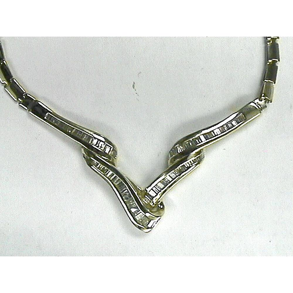 Royal 14K Yellow Gold Diamond Baguette Necklace - 1.90 Carat Total Diamond Weight
