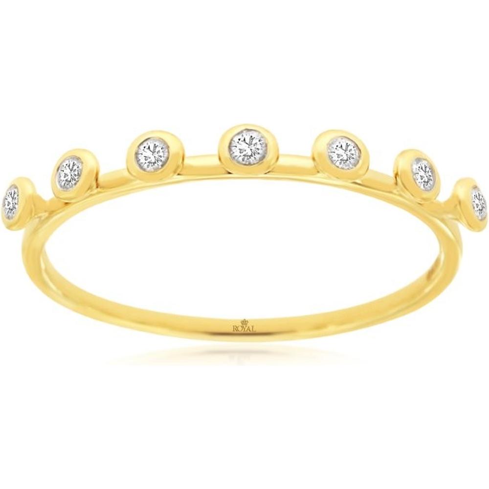 Royal 14K Yellow Gold Diamond Band Ring - 0.12 Carats Total Diamond Weight