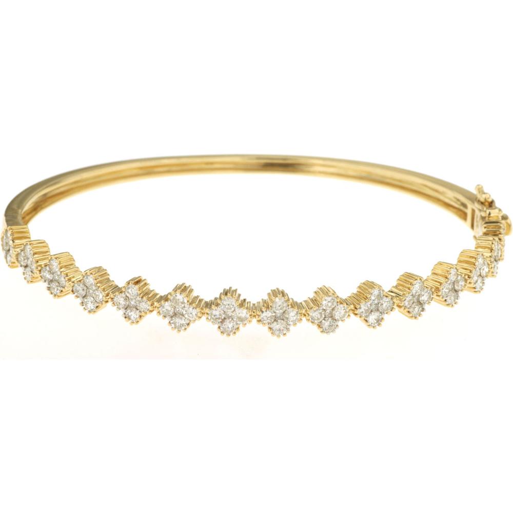 Royal 14K Yellow Gold Diamond Bangle with 2.1 Carats Total Carat Weight of Diamonds
