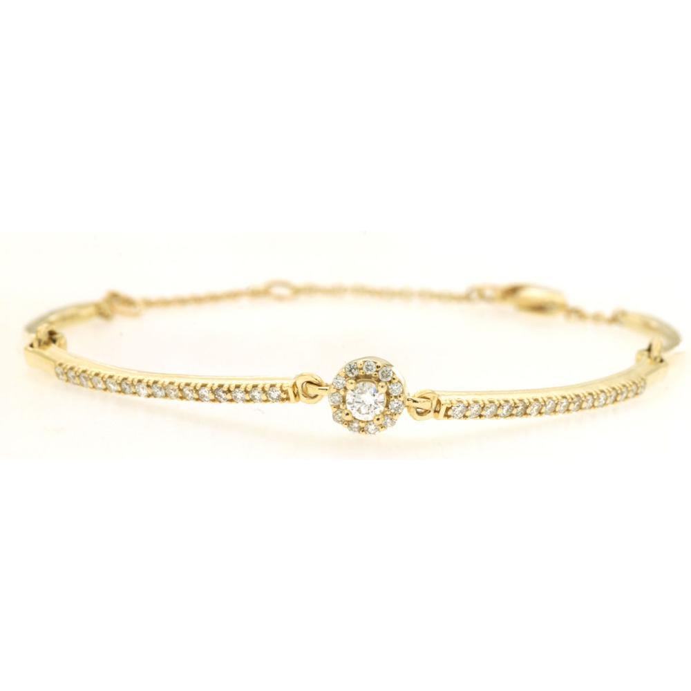 Royal 14K Yellow Gold Diamond Bracelet with Central Halo Setting - 0.42 Carat Total Diamond Weight