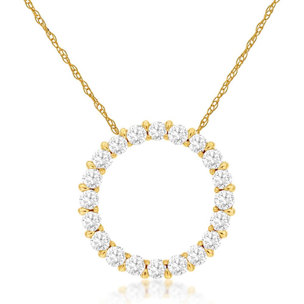 Royal 14K Yellow Gold Diamond Circle Pendant - 0.25 Carats Total Diamond Weight