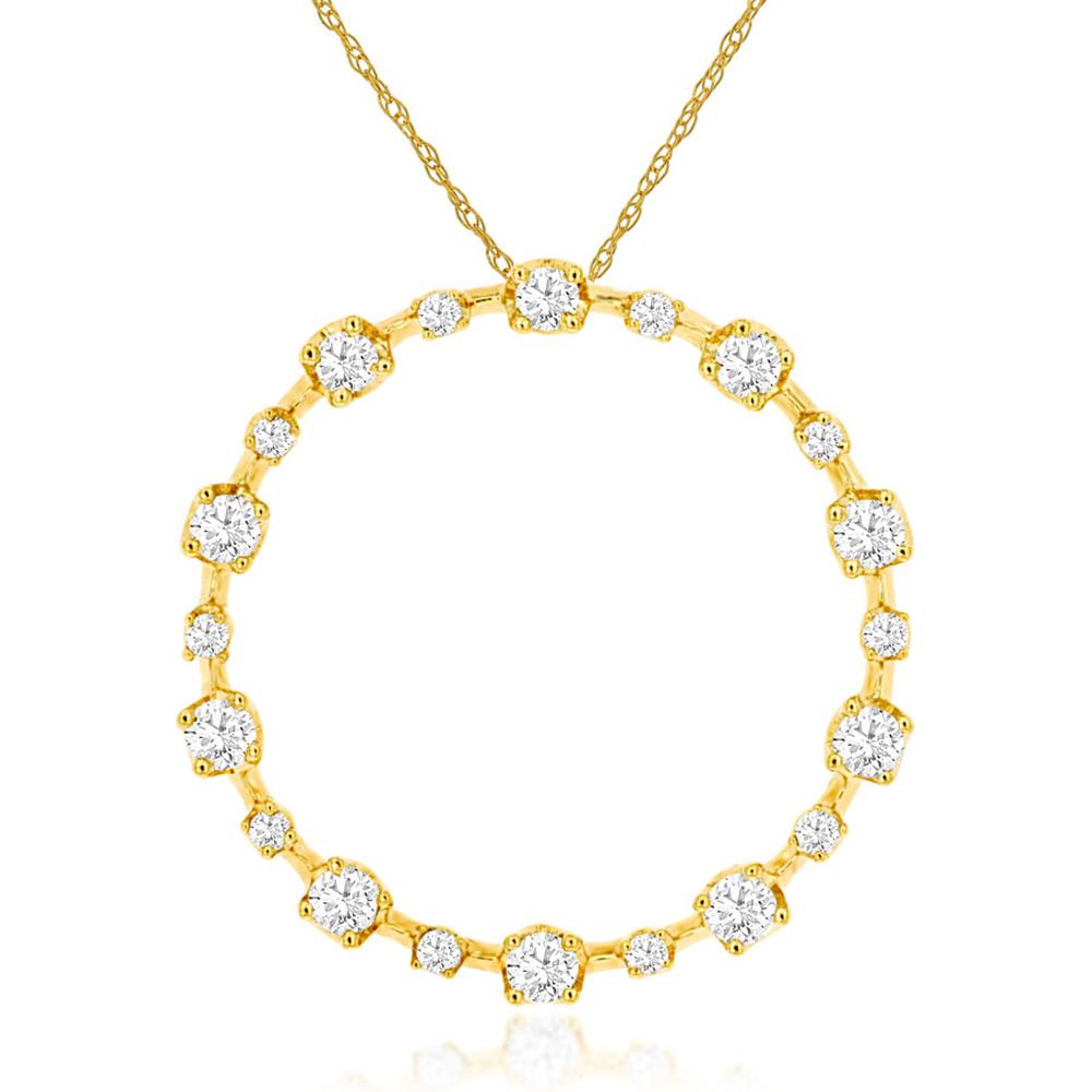 Royal 14K Yellow Gold Diamond Circle Pendant - 0.25 Carats Total Diamond Weight