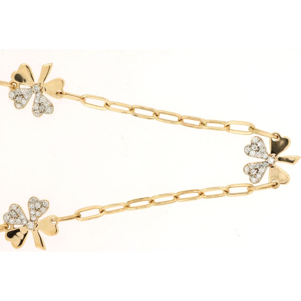 Royal 14K Yellow Gold Diamond Clover Paperclip Necklace - 0.66 Carat Total Diamond Weight