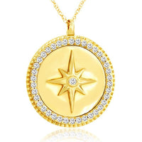 Royal 14K Yellow Gold Diamond Compass Pendant Necklace with 0.35 Carats Total Diamond Weight