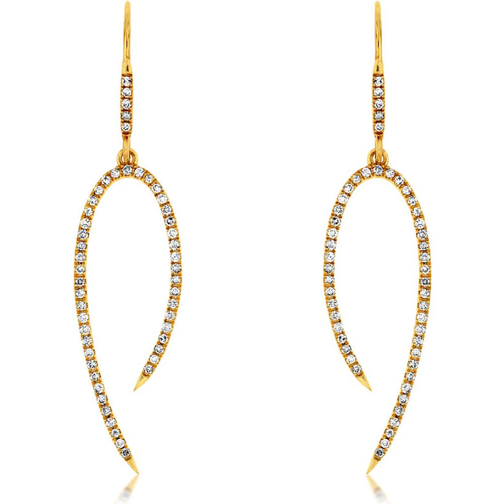 Royal 14K Yellow Gold Diamond Drop Earrings - 0.50 Carats Total Diamond Weight