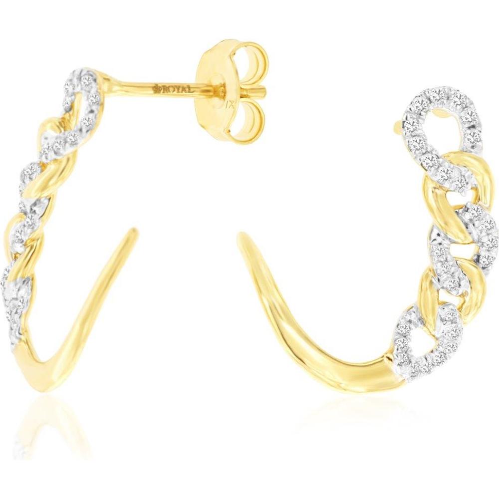Royal 14K Yellow Gold Diamond Drop Earrings with Interwoven Design - 0.20 Carats Total Diamond Weight