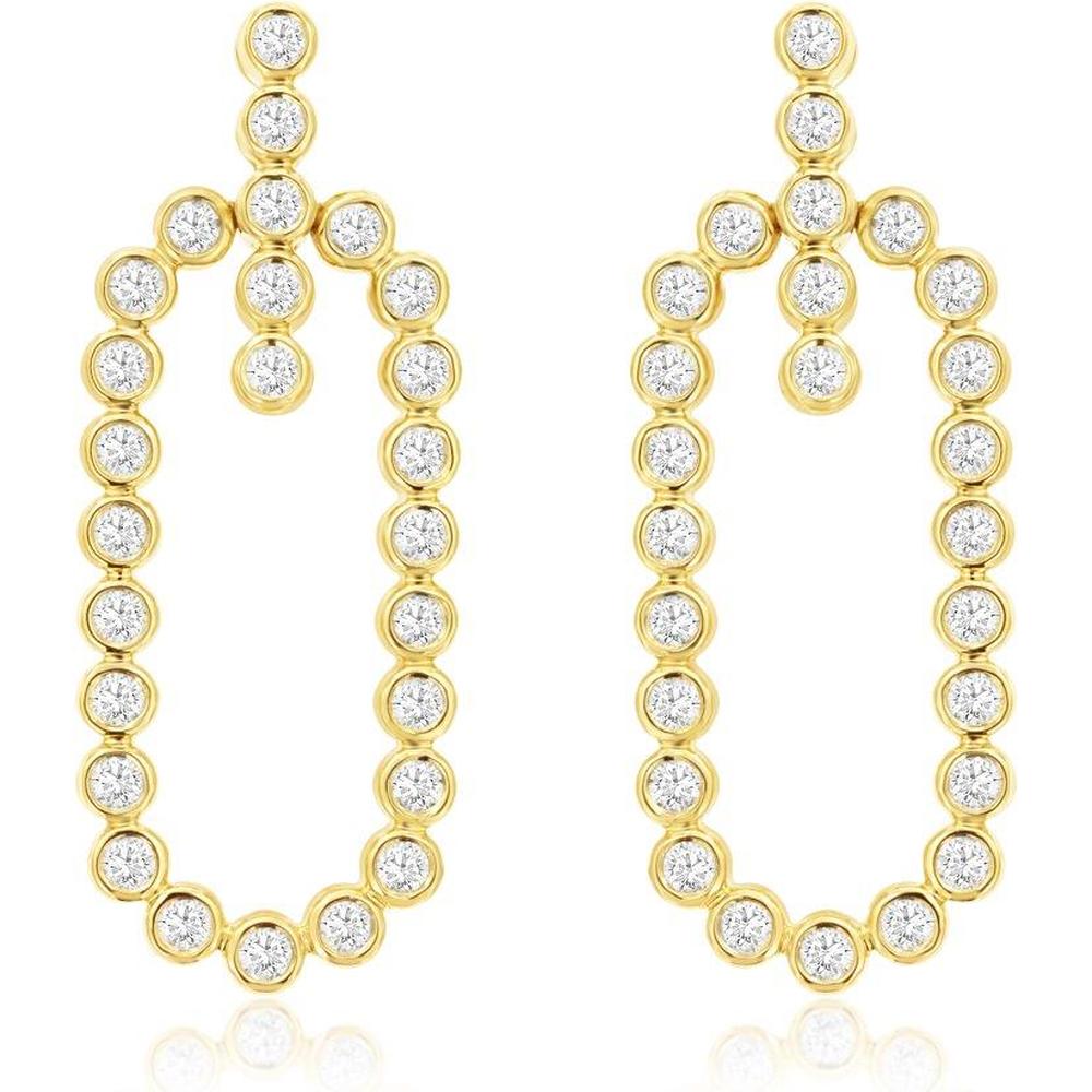 Royal 14K Yellow Gold Diamond Drop Earrings with Round Brilliant Cut Diamonds - 0.78 Carat Total Diamond Weight