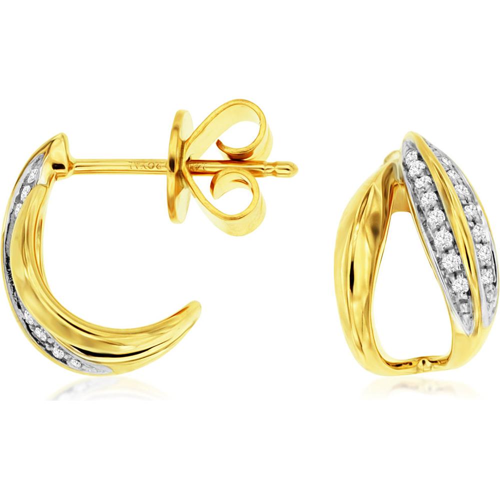 Royal 14K Yellow Gold Diamond Earrings - 0.10 Carat Total Diamond Weight