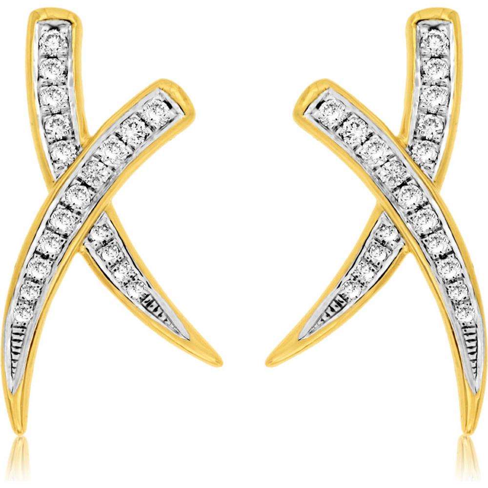 Royal 14K Yellow Gold Diamond Earrings - 0.30 Carat Total Diamond Weight