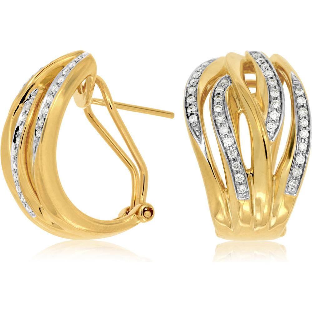 Royal 14K Yellow Gold Diamond Earrings - 0.32 Carat Total Diamond Weight