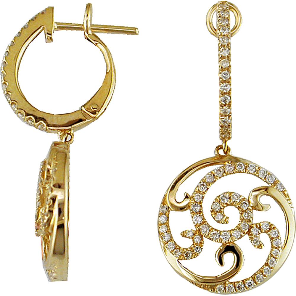 Royal 14K Yellow Gold Diamond Earrings - 0.45 Carat Total Diamond Weight
