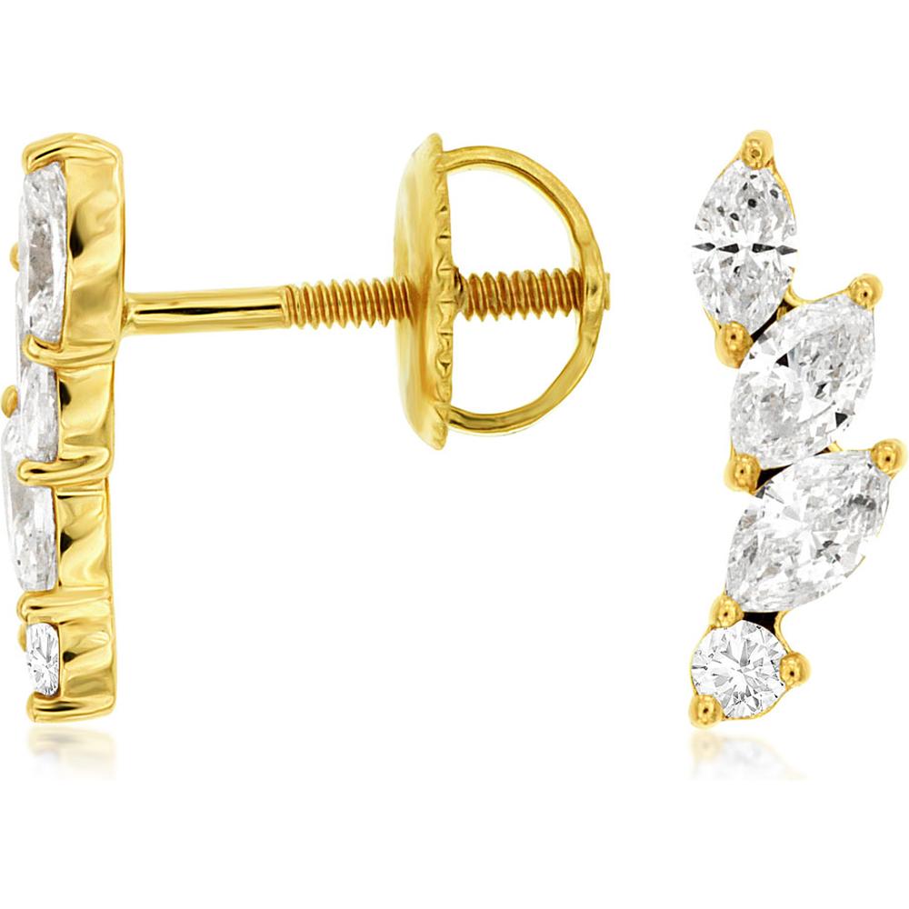Royal 14K Yellow Gold Diamond Earrings - 0.62 Carat Total Diamond Weight